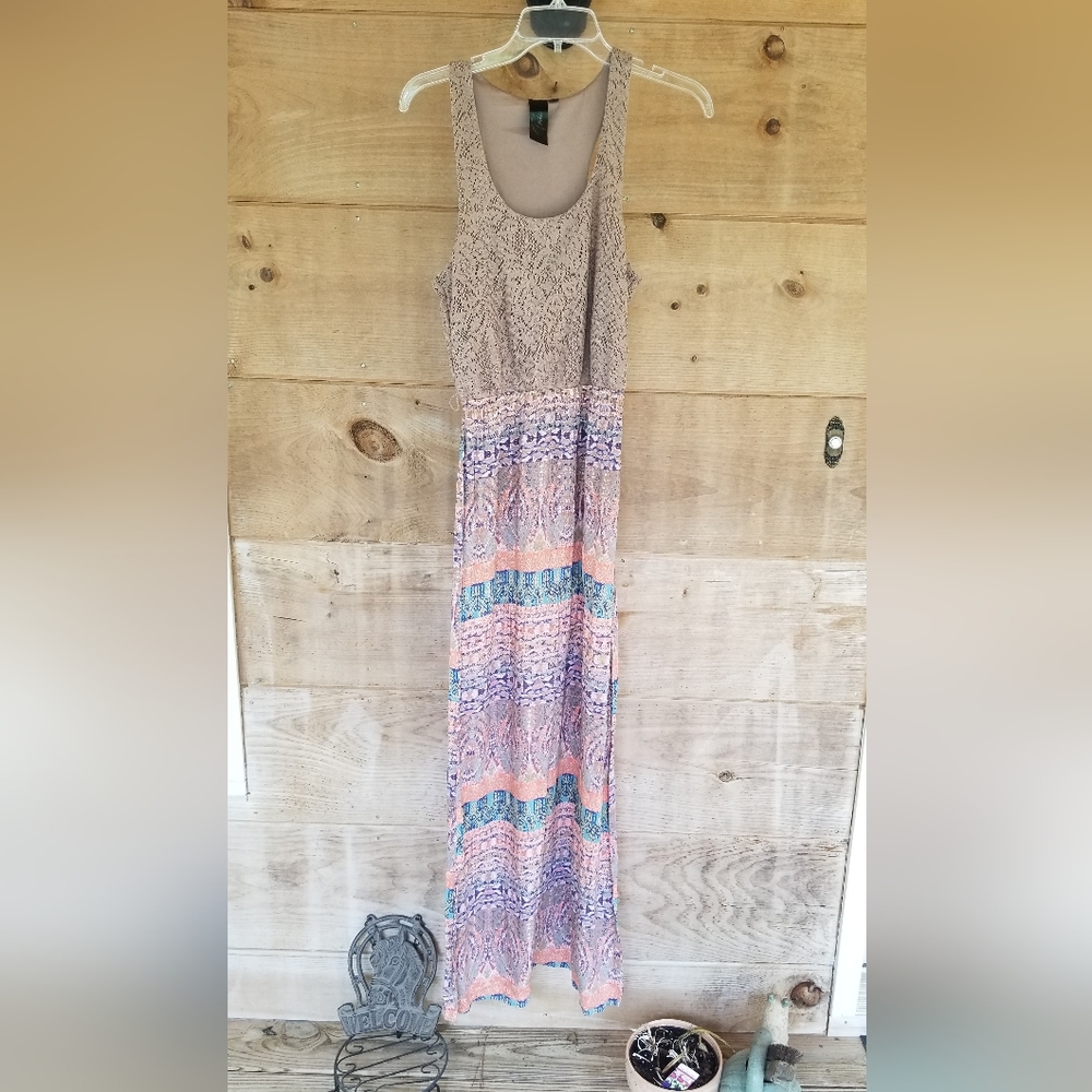 Multi colored, lace top, maxi dress